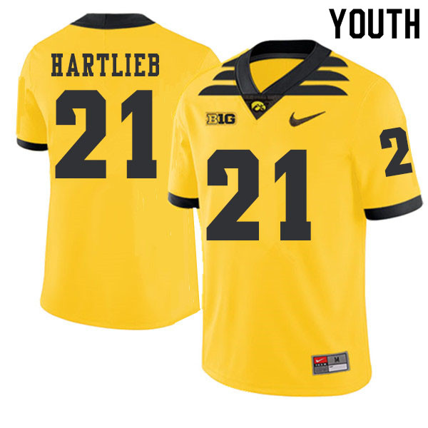 2019 Youth #21 Thomas Hartlieb Iowa Hawkeyes College Football Alternate Jerseys Sale-Gold